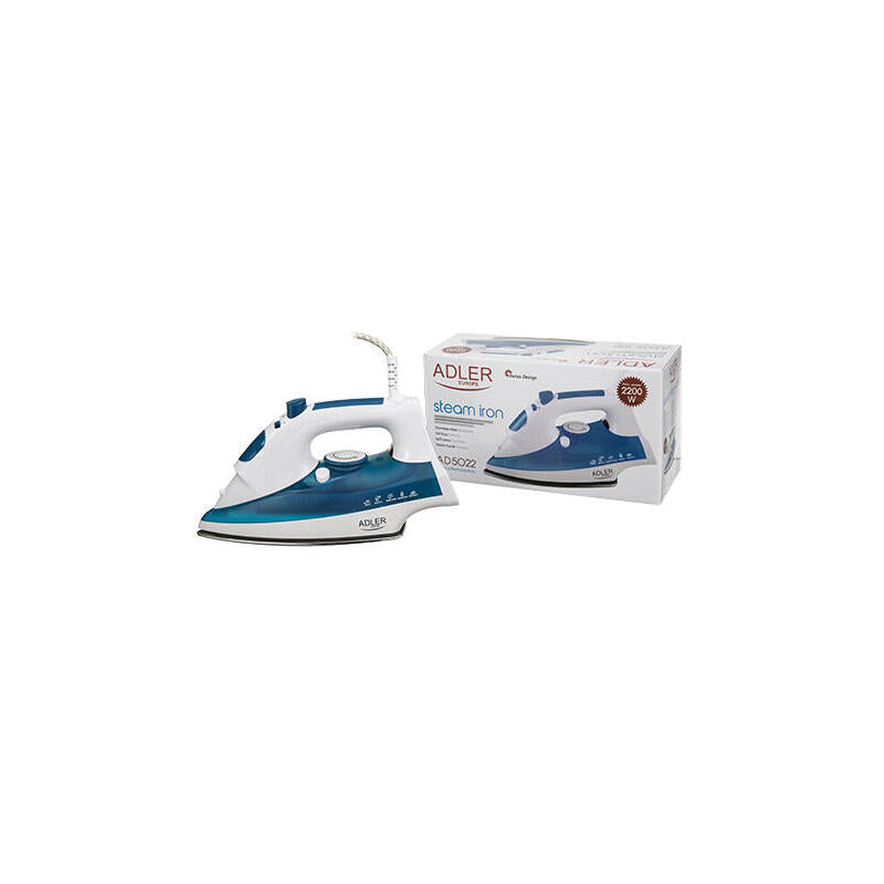 Plancha De Vapor Adler Ad 5022 Suela De Cerámica Azul, Blanco 2200 W