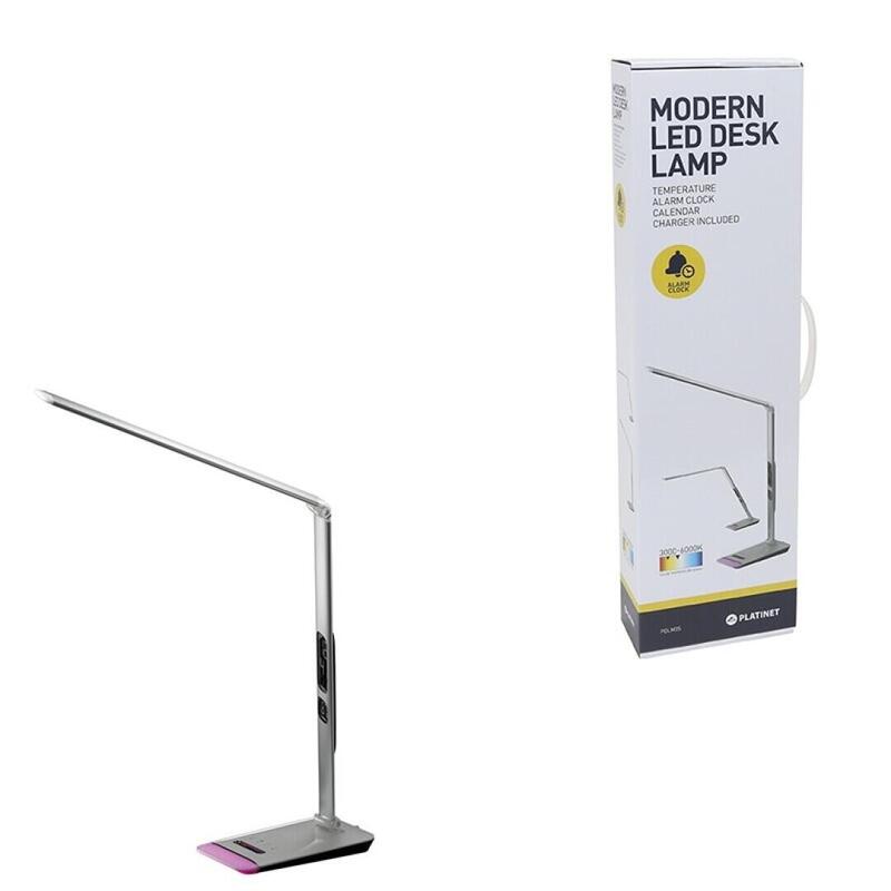 Platinet Lampara Led De Mesa 12w Ultra-Fina Aluminio Calendario Lampara De Noche