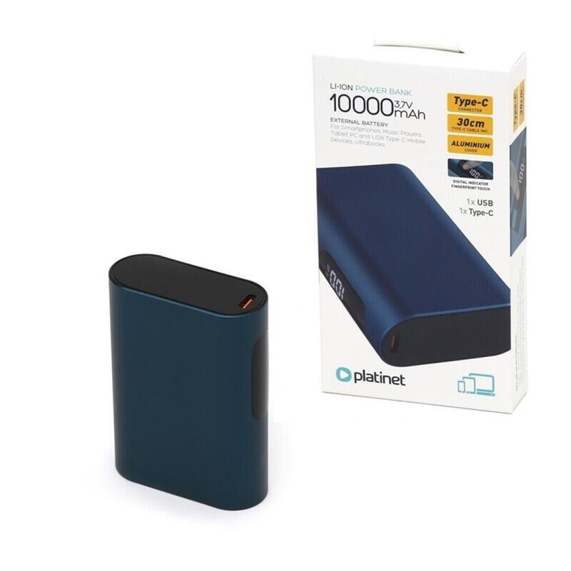Platinet Power Bank 10.000mah Type-C Led Tactil Mini Pmpb742bl Azul Pmpb742bl