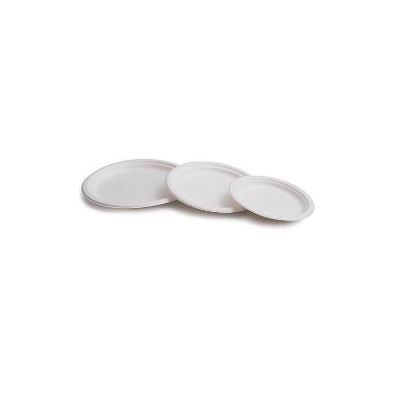 Plato Caña De Azúcar 22,5cm Biodegradable Blanco Pack 50