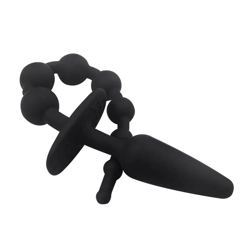 Plug Anal Con Cadena Anal Silicona Negro