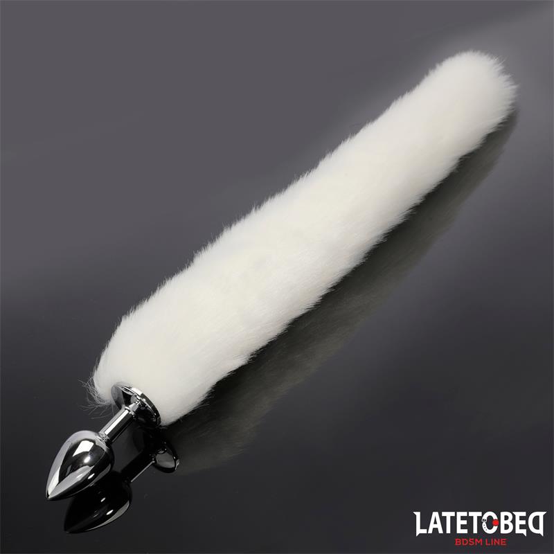 Plug Anal Con Cola Blanco 40 Cm