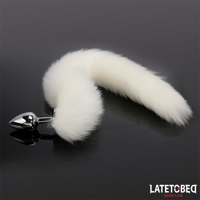 Plug Anal Con Cola Blanco 40 Cm