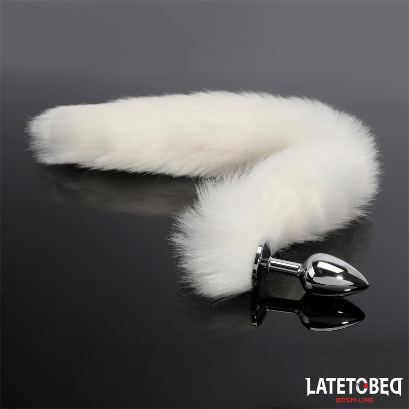 Plug Anal Con Cola Blanco 40 Cm