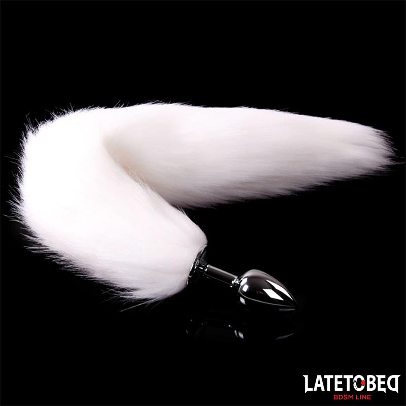 Plug Anal Con Cola Blanco 40 Cm