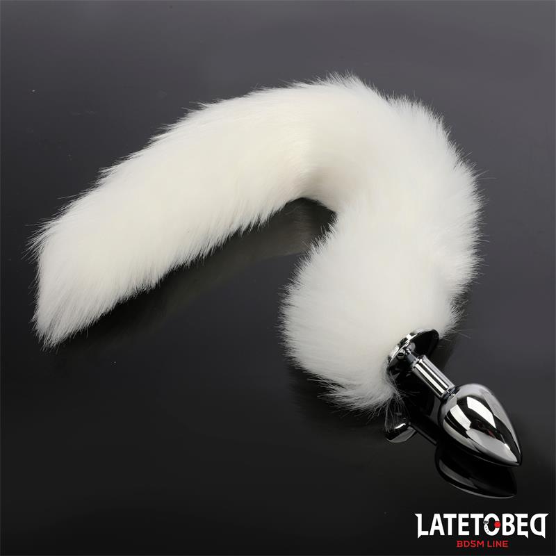 Plug Anal Con Cola Blanco 40 Cm