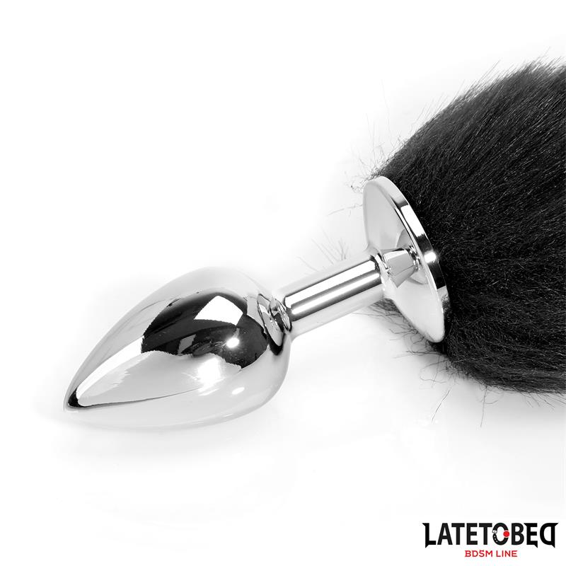 Plug Anal Con Cola Blanco Y Negro 40 Cm