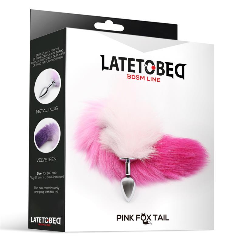 Plug Anal Con Cola Rosa Y Blanca Talla S