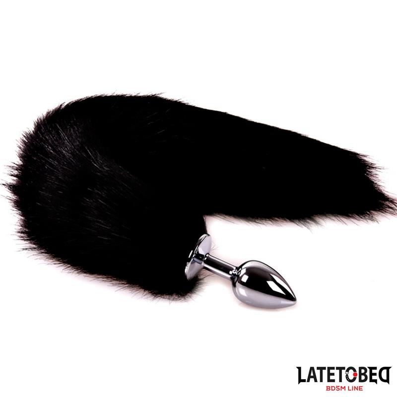 Plug Anal Con Cola Negro 40 Cm