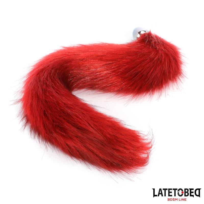 Plug Anal Con Cola Rojo Vino 40 Cm