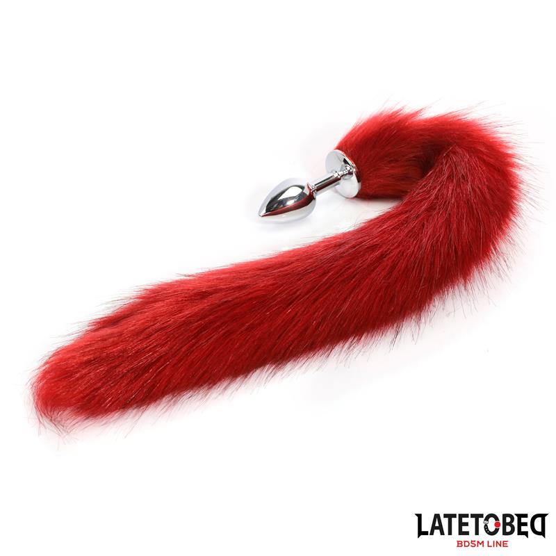 Plug Anal Con Cola Rojo Vino 40 Cm
