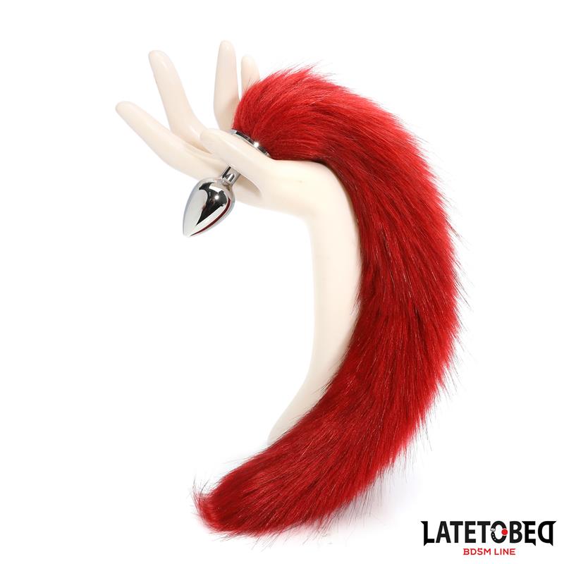 Plug Anal Con Cola Rojo Vino 40 Cm