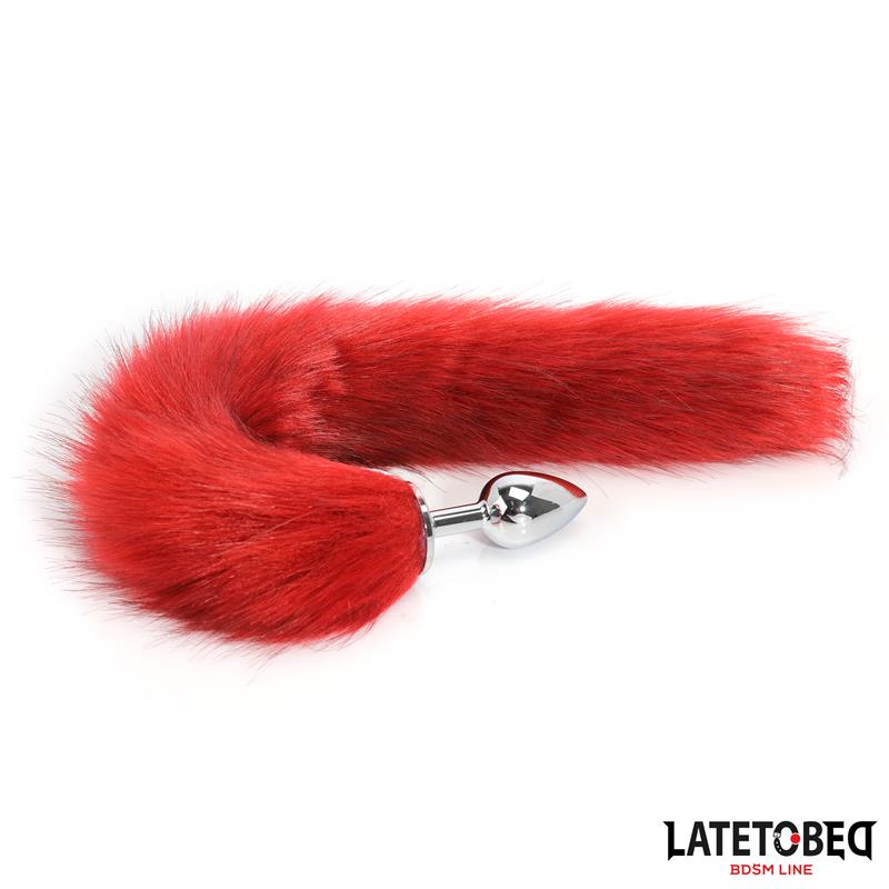 Plug Anal Con Cola Rojo Vino 40 Cm