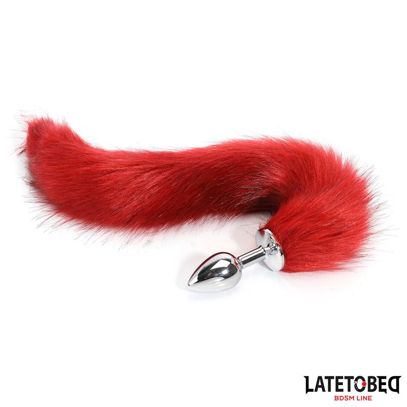 Plug Anal Con Cola Rojo Vino 40 Cm
