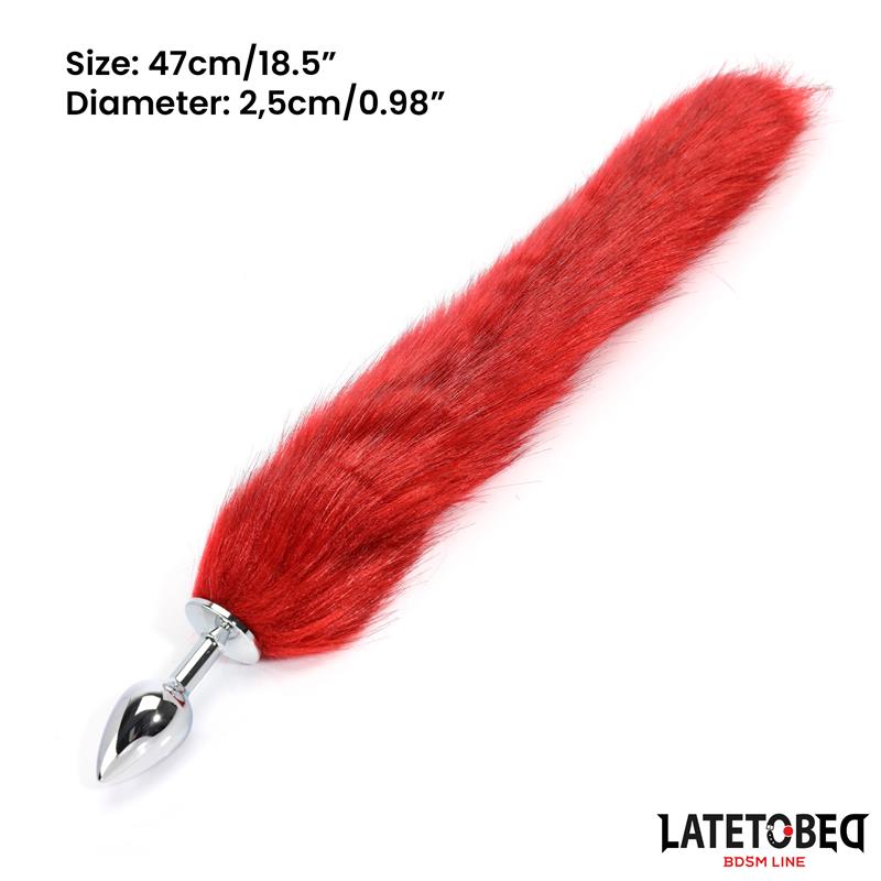 Plug Anal Con Cola Rojo Vino 40 Cm
