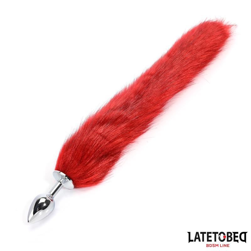 Plug Anal Con Cola Rojo Vino 40 Cm