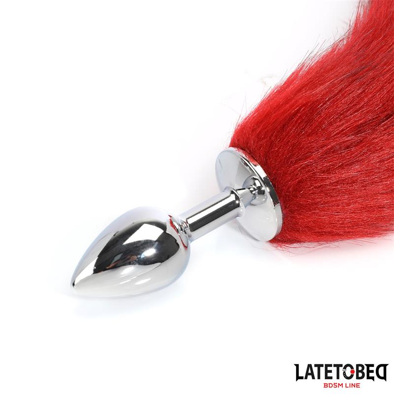 Plug Anal Con Cola Rojo Vino 40 Cm