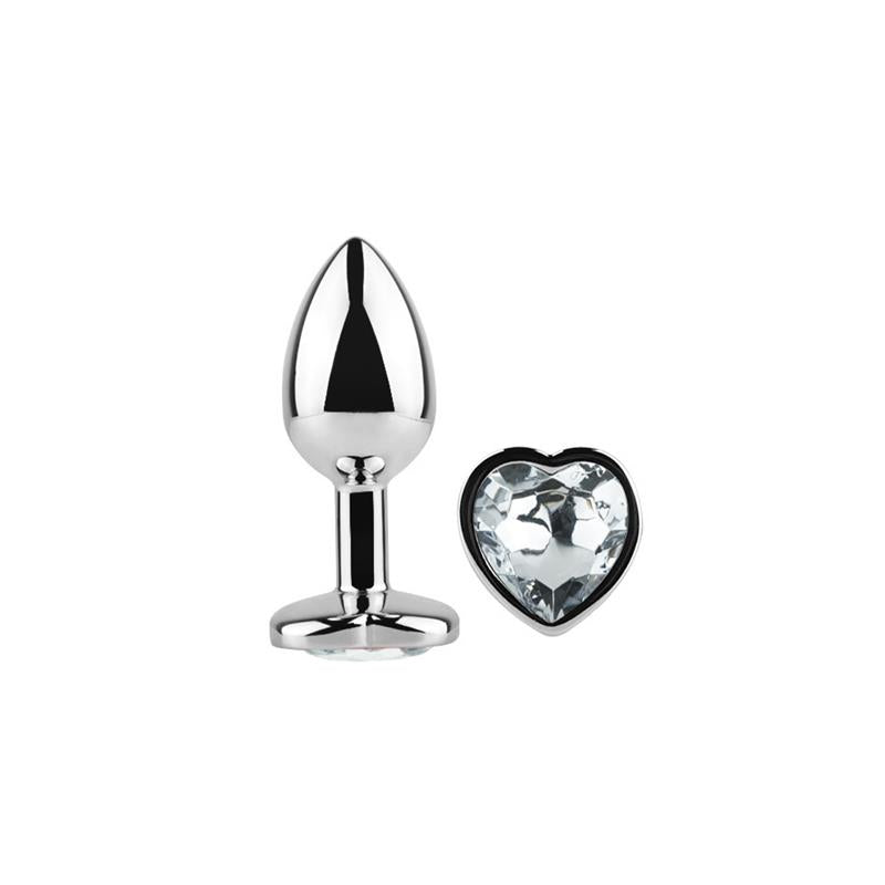 Plug Anal Con Joya De Corazón Blanco Talla S