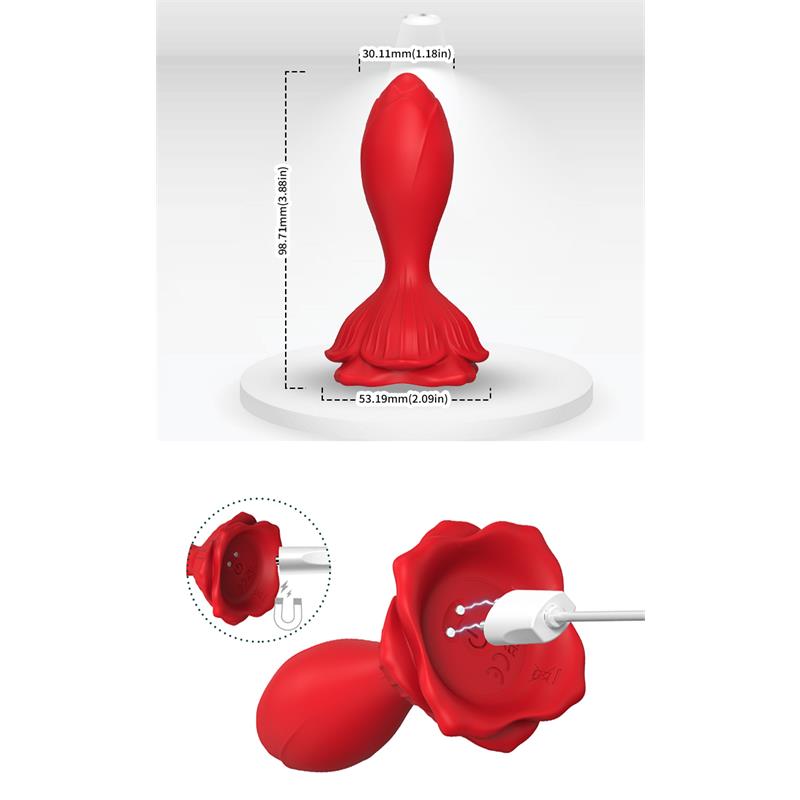 Plug Anal Con Vibración Base De Rosa