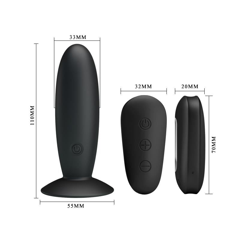 Mr Play - Plug Anal Con Vibracion Negro Control Remoto