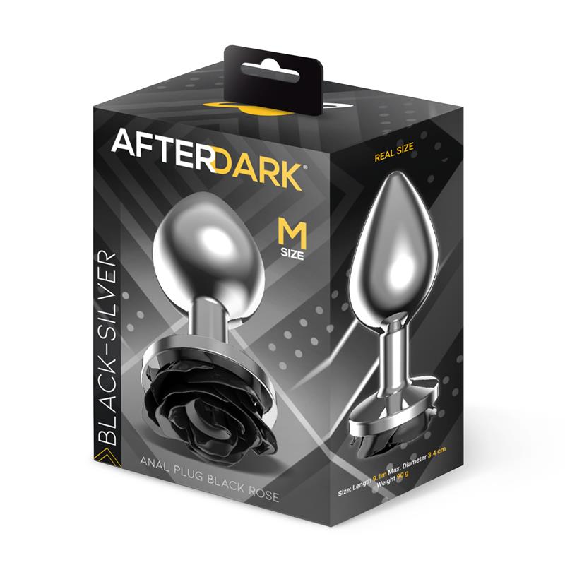 Plug Anal De Metal Con Rosa Negra En La Base Talla M
