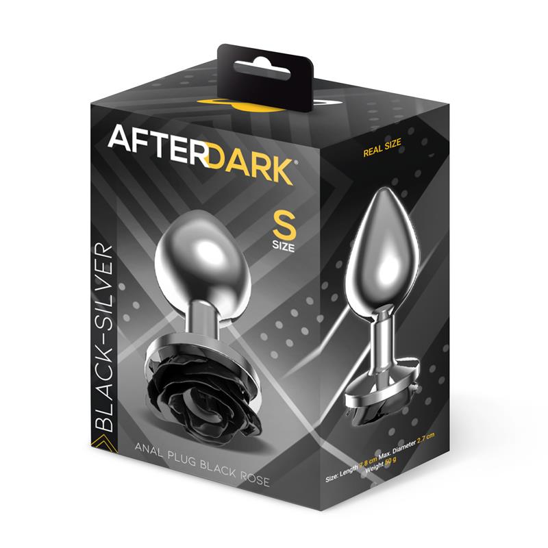 Plug Anal De Metal Con Rosa Negra En La Base Talla S