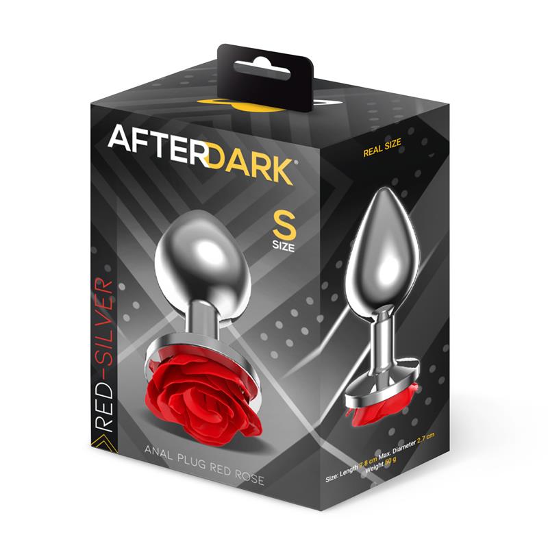 Plug Anal De Metal Con Rosa Roja En La Base Talla S