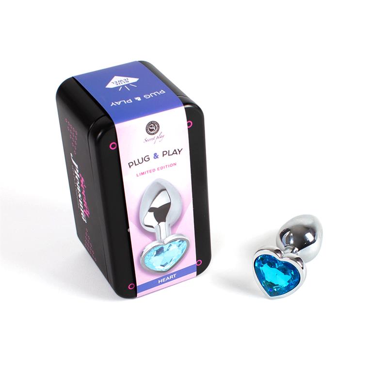 Secretplay - Metal Butt Plug Corazón Azul Talla S 7 Cm