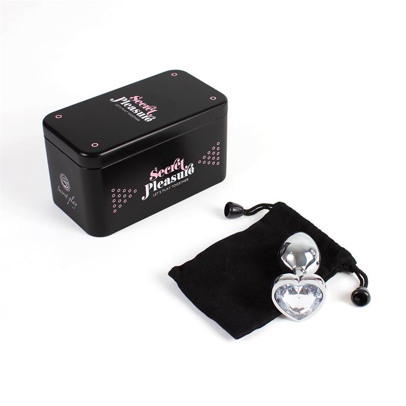 Secretplay - Metal Butt Plug Corazón Transparente Talla S 7 Cm