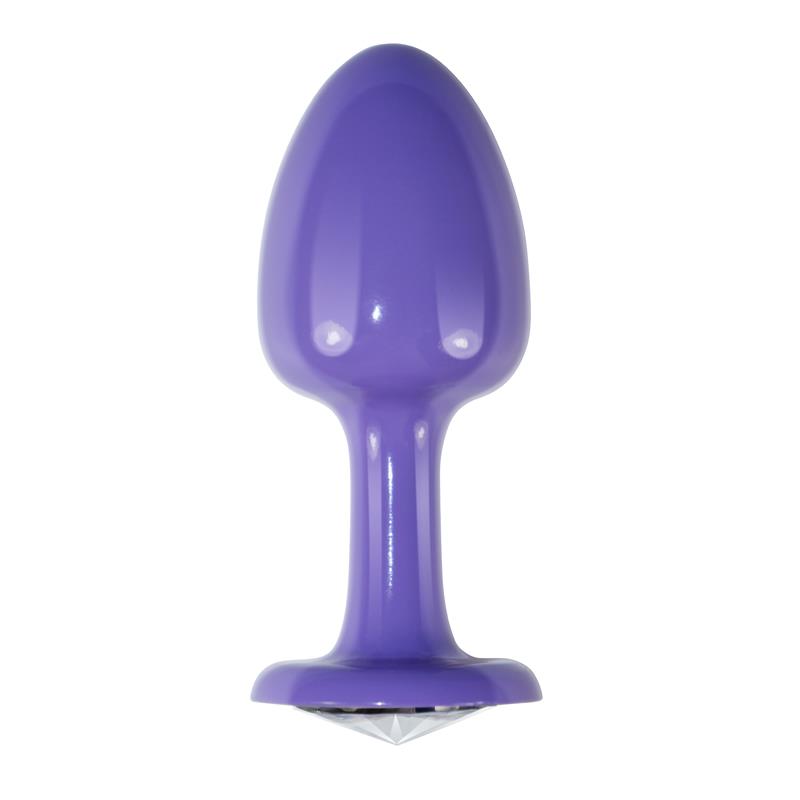 Plug Anal De Metal Púrpura Rosebud Con Joya Transparene