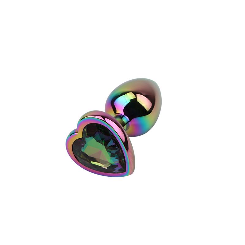 Plug Anal De Metal Tipo Rainbow Con Joya De Corazón 2,7