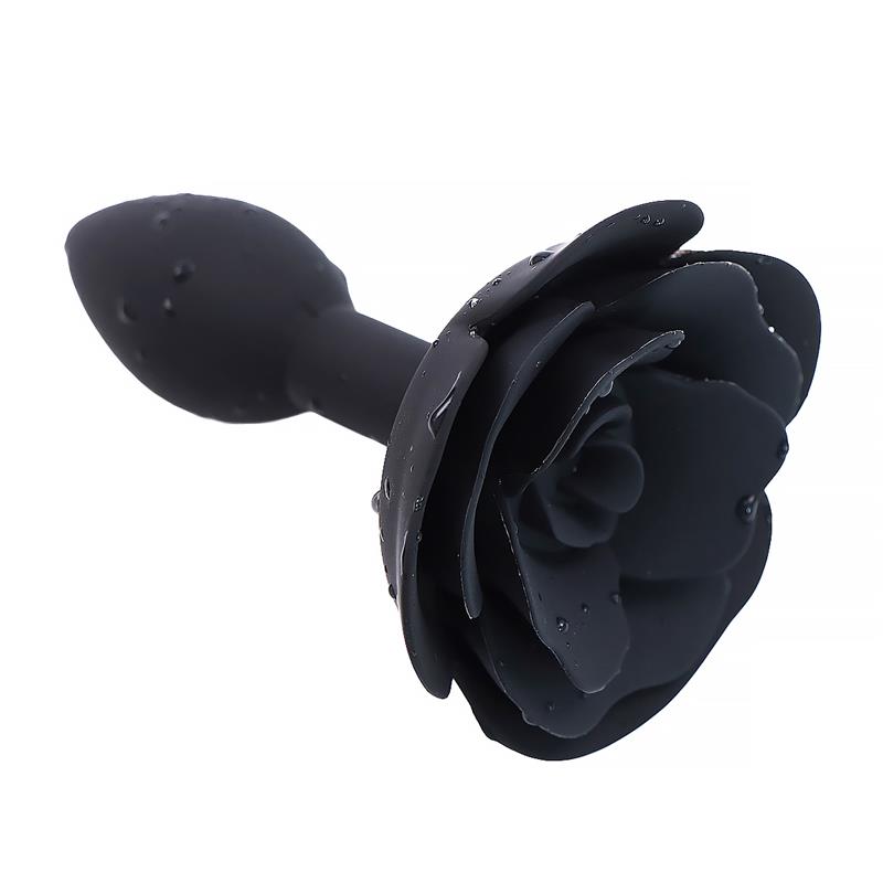 Plug Anal De Silicona Con Rosa Negro
