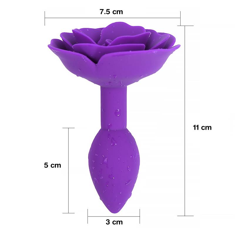 Plug Anal De Silicona Con Rosa Púrpura