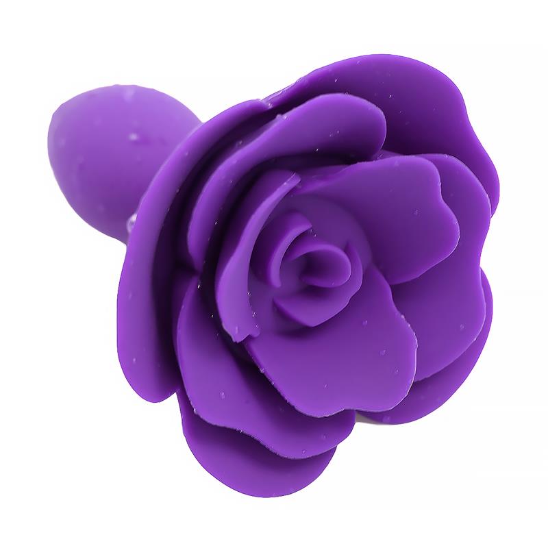 Plug Anal De Silicona Con Rosa Púrpura