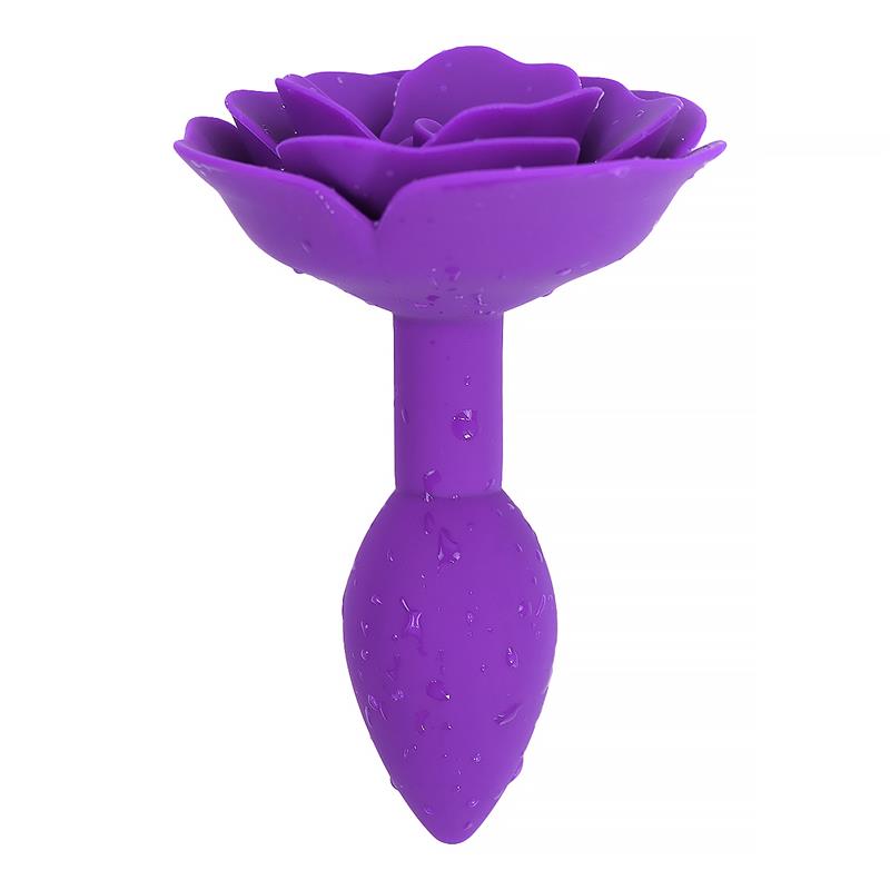 Plug Anal De Silicona Con Rosa Púrpura