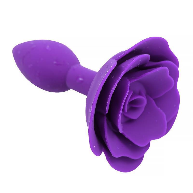Plug Anal De Silicona Con Rosa Púrpura