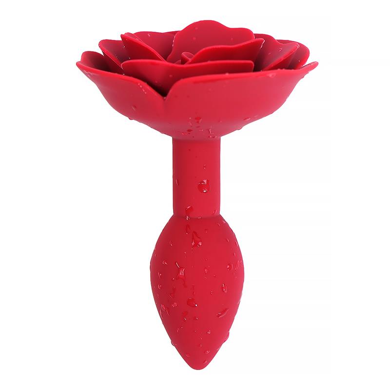 Plug Anal De Silicona Con Rosa Rojo