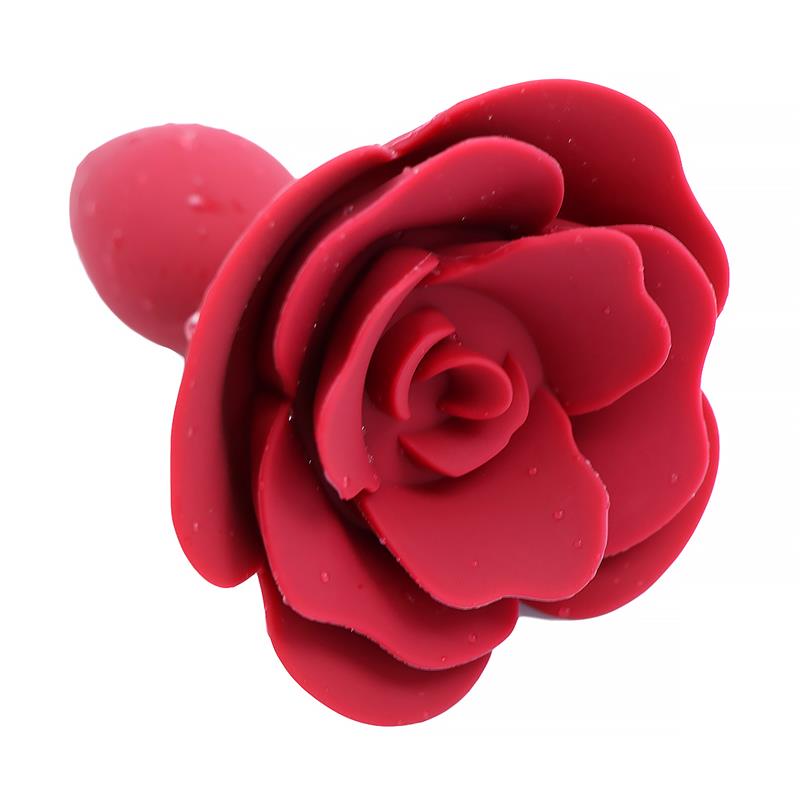 Plug Anal De Silicona Con Rosa Rojo