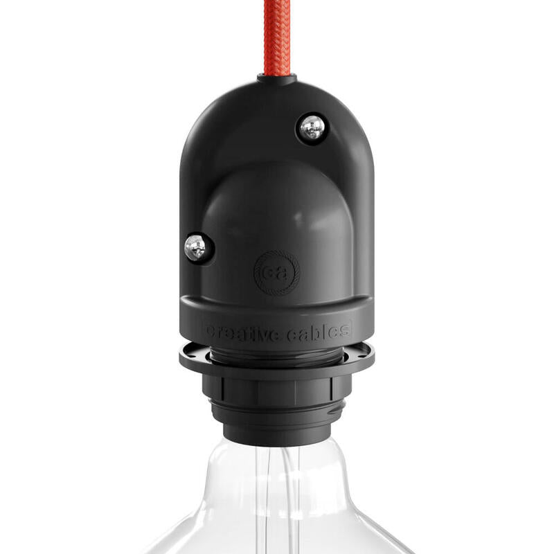 Portalámparas Para Exterior E27 Negro. Ip65 (Retractilado)