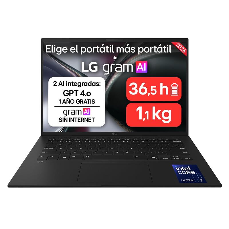 Portátil Lg Gram 14zd90u-G.Ax85bn Intel Core Ultra 7-355 32gb 512gb Ssd 14' Sin Sistema Operativo