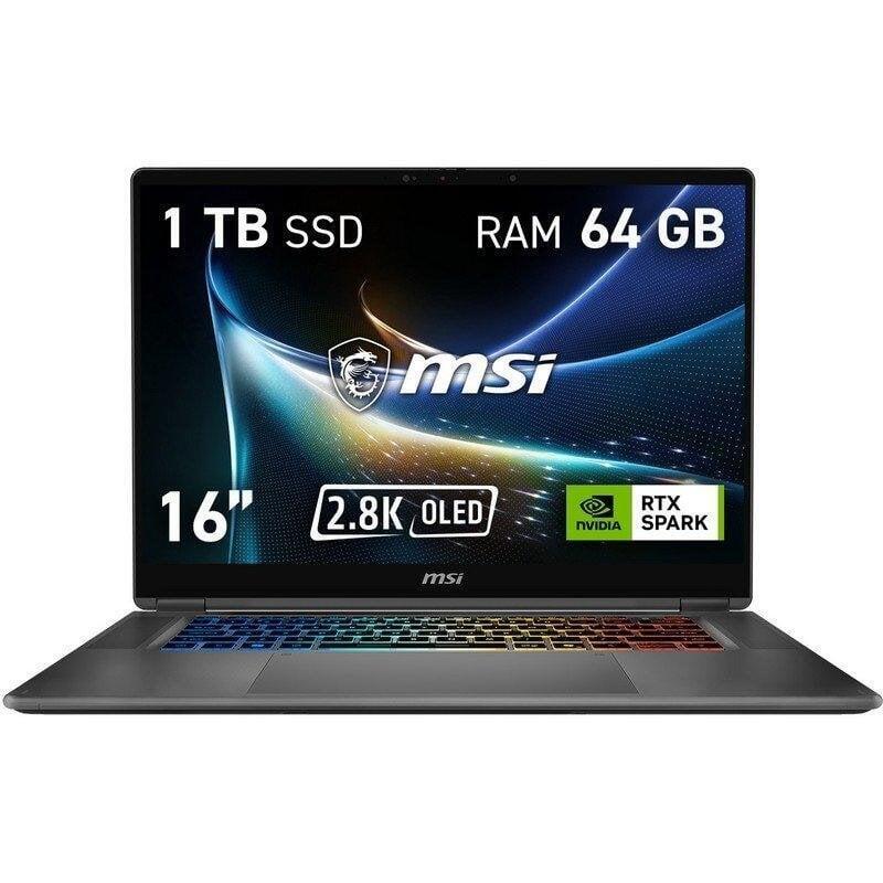 Portátil Msi Prestige N16 Flip Ai+ 16" Nvidia Rtx Spark N1x 64gb 1tb Ssd Windows 11 Pro Teclado Español