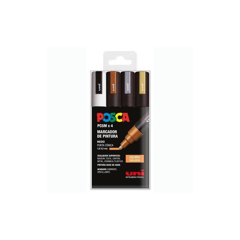 Posca Marcador  Pc-5m/4c No Permanente 1.8mm-2.5mm Colores Surtidos Galaxia -Estuche 4u-