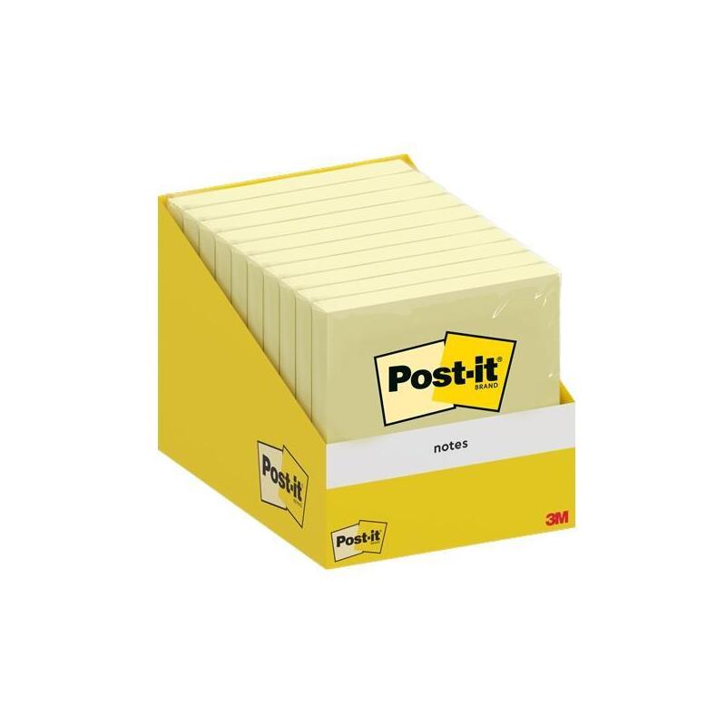 Post-It Bloc Notas 100h 76x76mm Canary Yellow Paquete Cartón 10 Ud