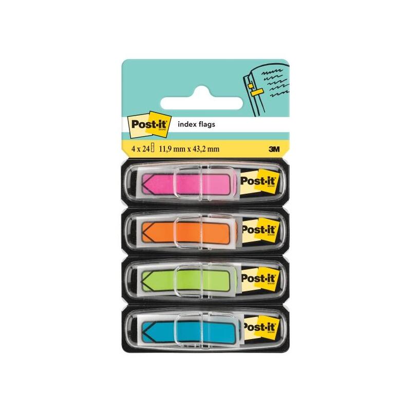 Post-It Index Pack De 4 Dispensadores Con 24 Marcadores De Indice Reposicionables - Forma Rectangular - Colores Surtidos