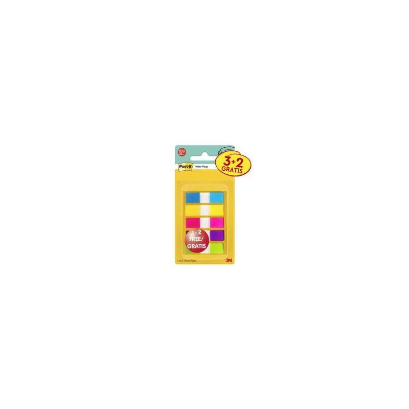 Post-It Index Pack De 5 Dispensadores Con 20 Marcadores Reposicionables - Medidas 11.9x43.2mm - Colores Surtidos