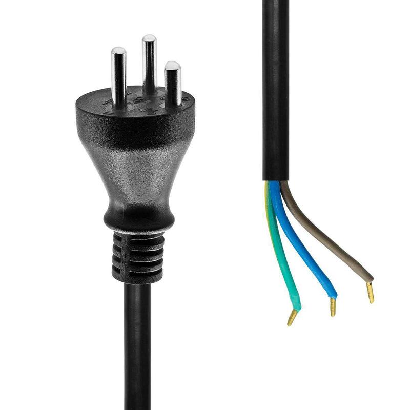 Power Cord Denmark To Open  End 10m Black