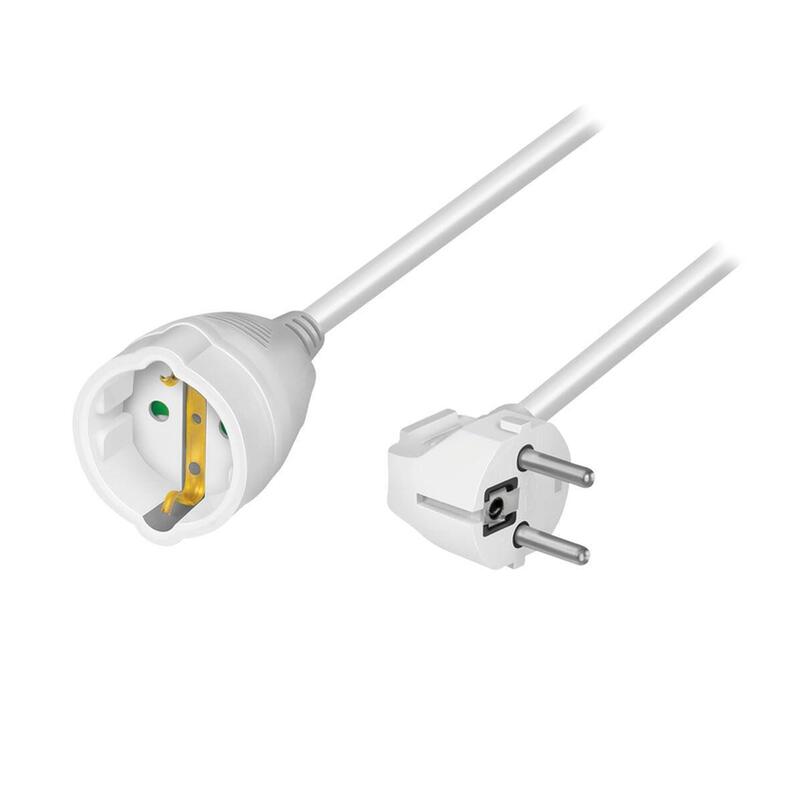 Power Cord Extension, Cee 7 7 (90°) To Cee 7 3, Blanco, 2 M