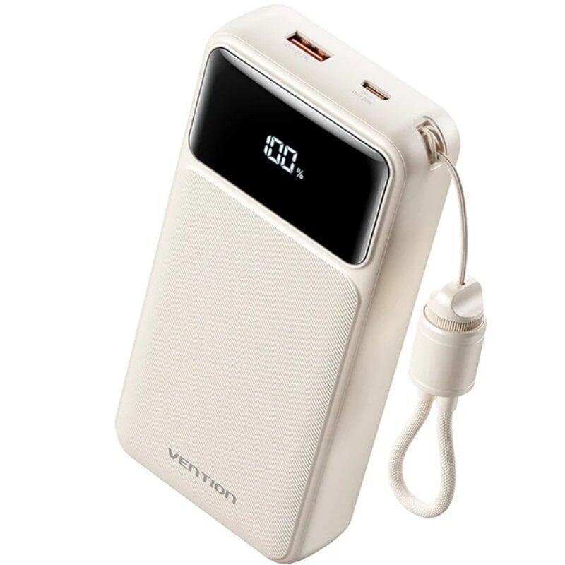 Powerbank 20000mah Vention Xgyw0-40-Ty 22.5w Blanca Incluye Cable Usb Tipo-C
