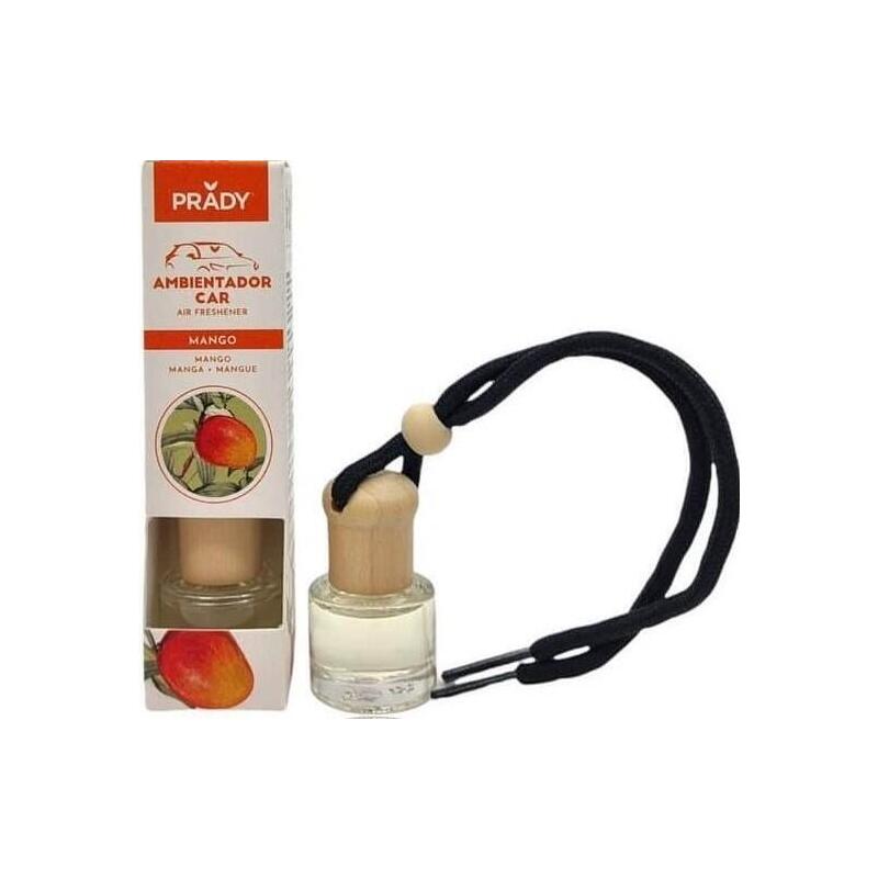 Prady Ambientador Coche Mango - Frasco De Cristal 6 Ml Y Cuerda Para Espejo Retrovisor