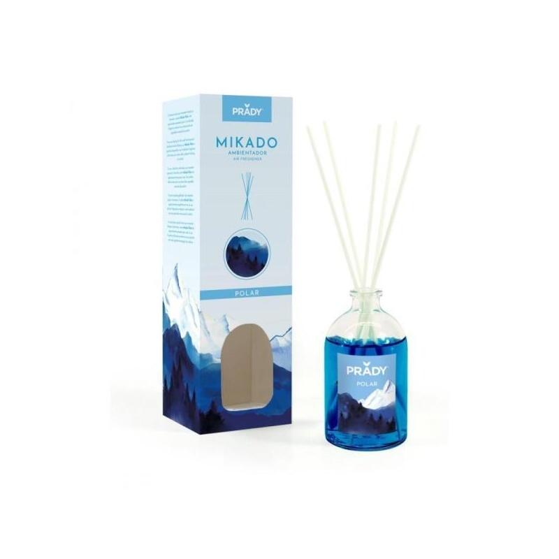 Prady Ambientador Mikado Polar - Frasco De Cristal 100 Ml Y Varitas Difusoras